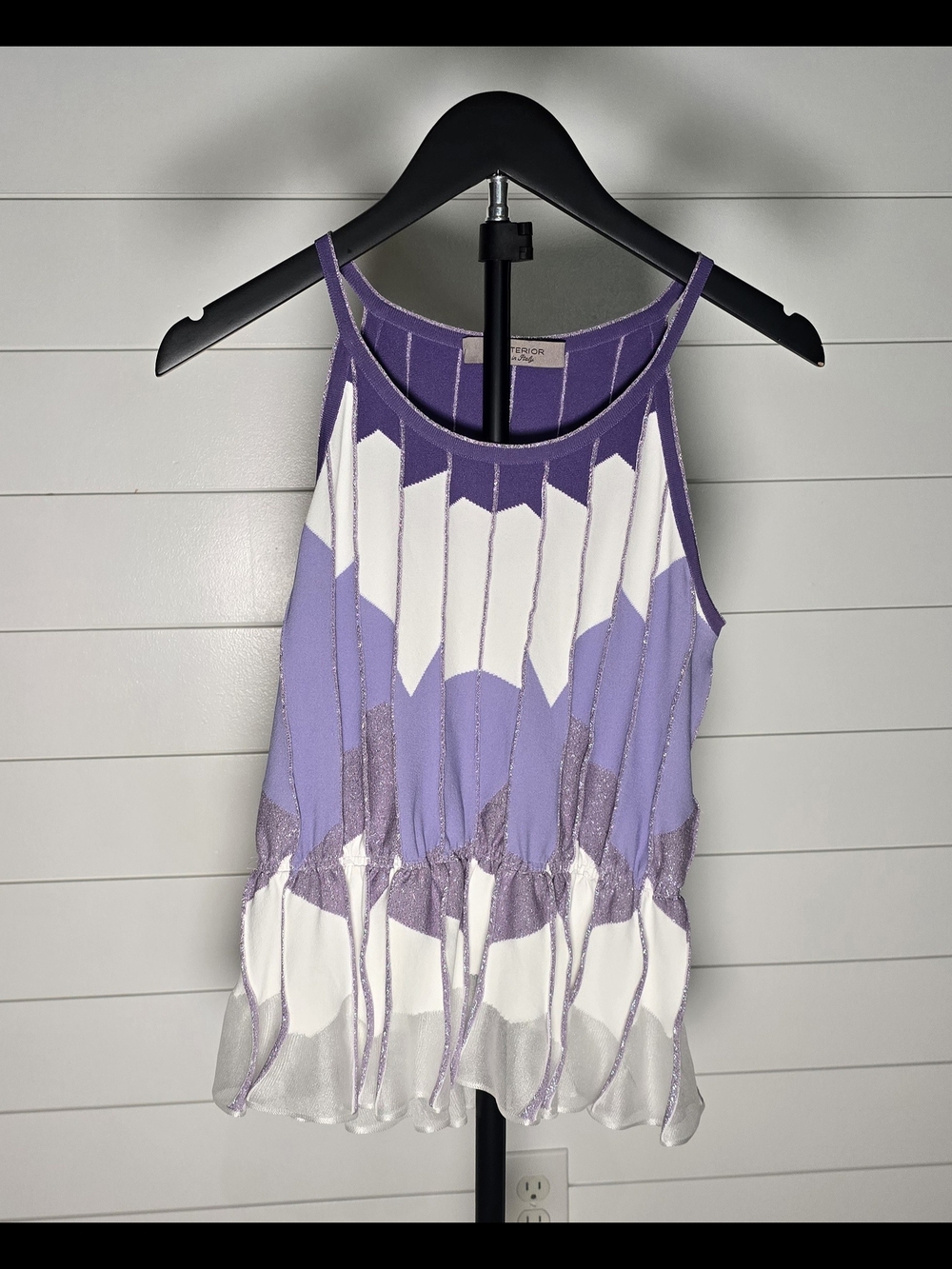 D.Exterior Purple Geometric knit peplum top S